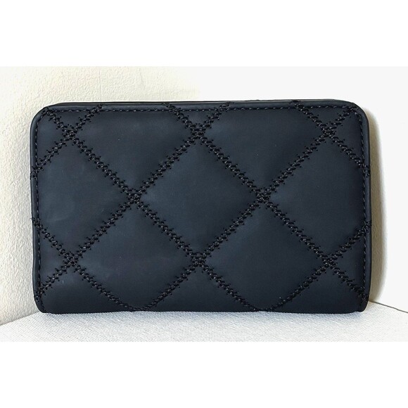 New Tory Burch Willa Matte Medium Leather Wallet Black - Picture 4 of 5